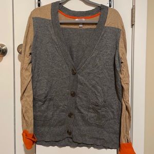 Grey, Tan, & Orange Cardigan